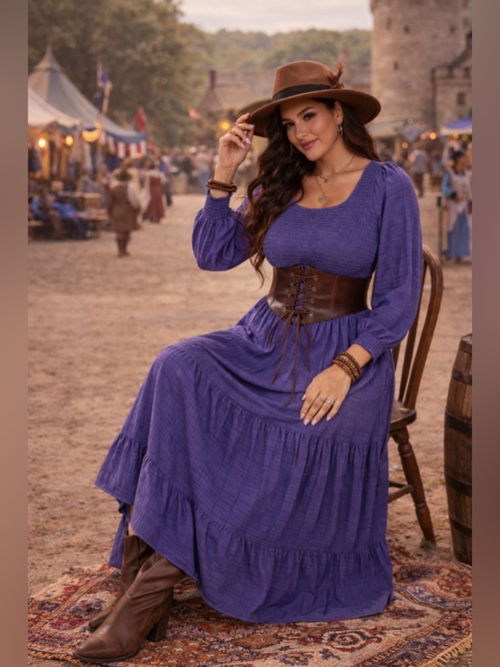 🔥5/$35🔥 Purple Smocked Midi Dress| Fashion| Size M